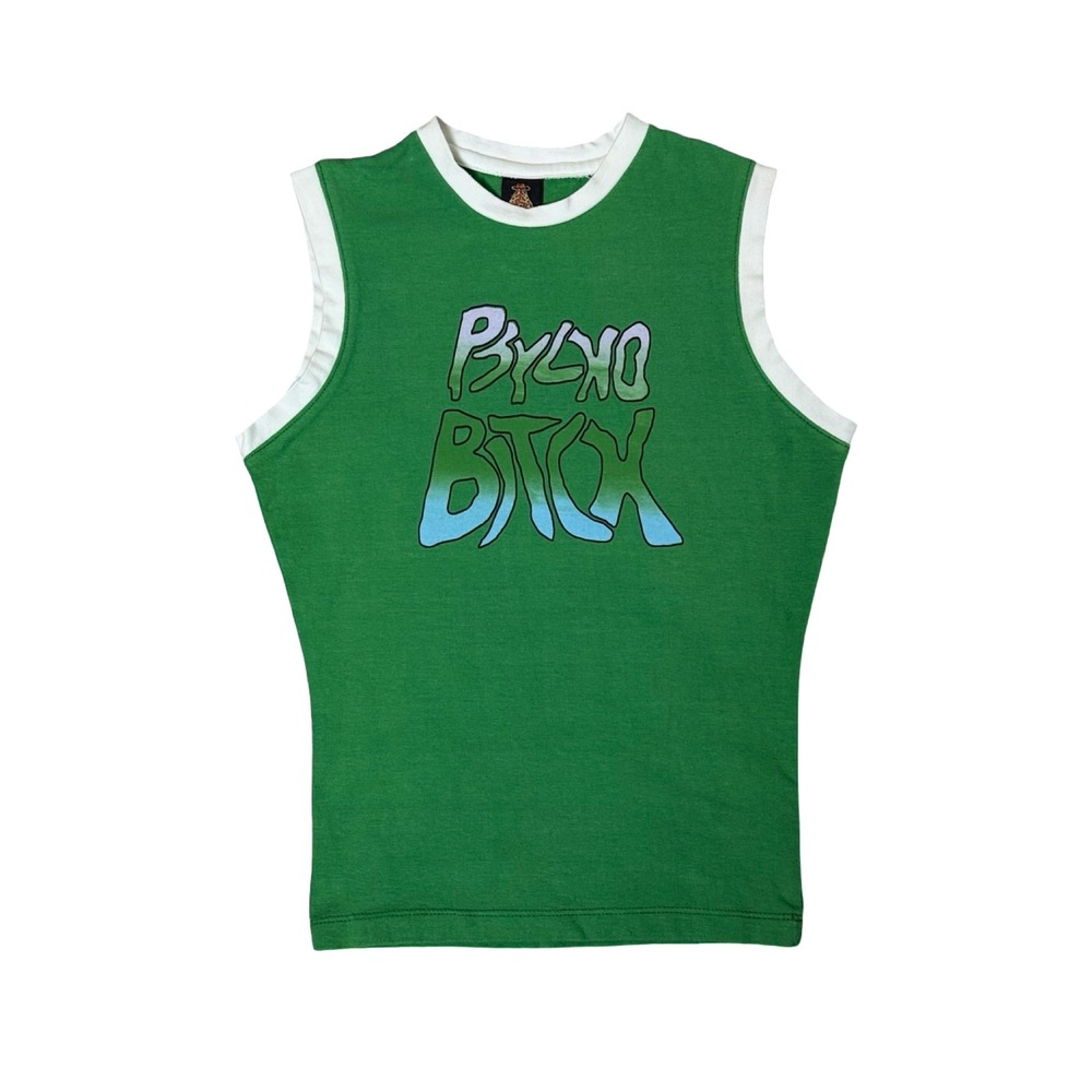 Hot Lava Graphic‎ Tank Top Womens XS Green Excellent Y2K Baby Tee Sleeveless